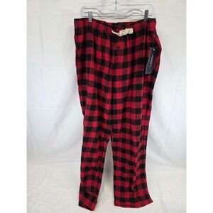 Ashford & Brooks Mens Buffalo Plaid Pajama‎ Pants Red Black Flannel XL New